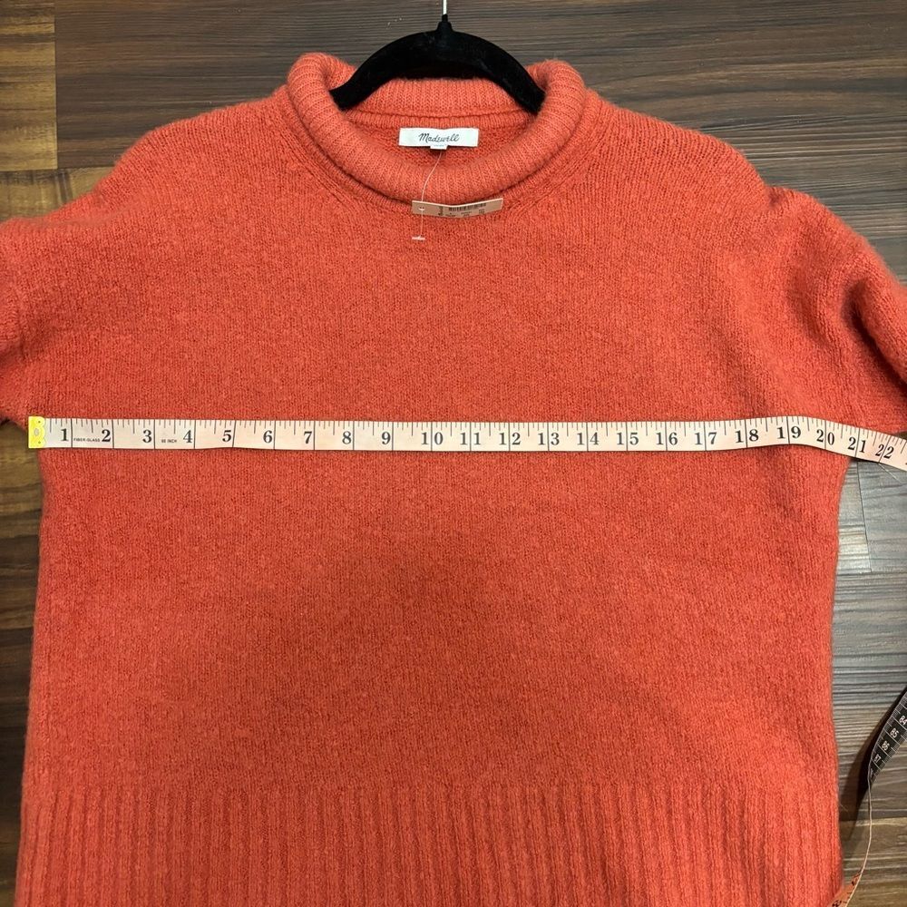 NWT Madewell Sz Small Red Orange Wool Alpaca Blend Mock Neck Sweater Comfy Cozy - Picture 6 of 8
